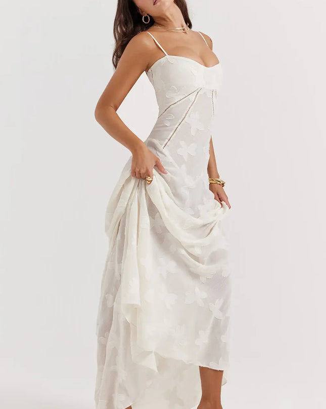 Women's Formal Maxi Wedding Guest Dress with Spaghetti Straps