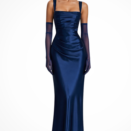 Women's Formal Maxi Wedding Guest Dress with Square Neckline