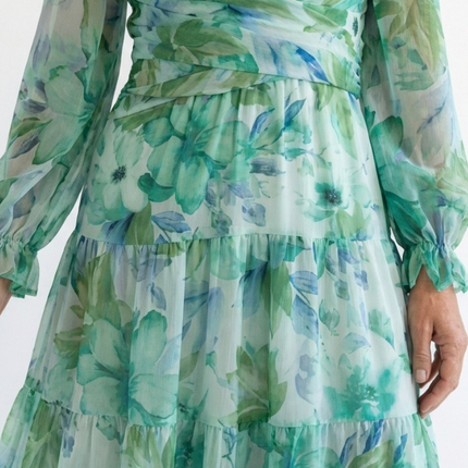 Women's Garden Wedding Guest Maxi Dress with Floral Print