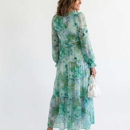 Women's Garden Wedding Guest Maxi Dress with Floral Print