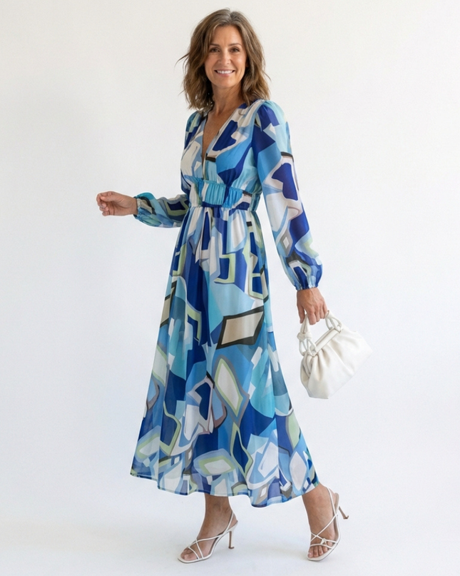 Women's Garden Wedding Guest Maxi Dress with Floral Print