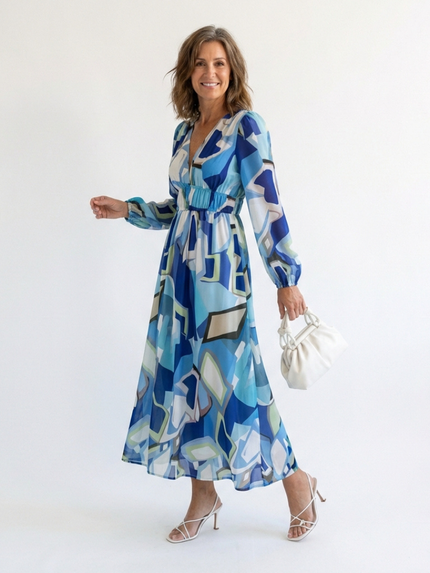 Women's Garden Wedding Guest Maxi Dress with Floral Print