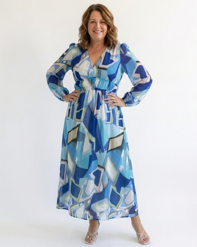 Women's Garden Wedding Guest Maxi Dress with Floral Print