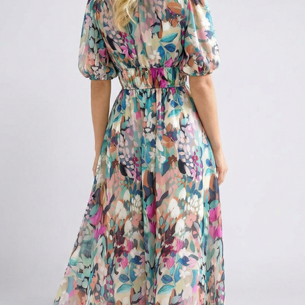 Women's Garden Wedding Guest Midi Dress with Floral Print