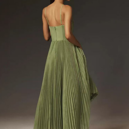 Women's Garden Wedding Guest Midi Dress with Pleated Skirt