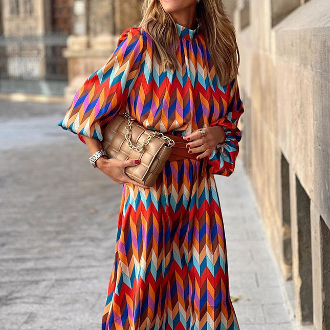 Women's Geometric Print Midi Dress