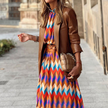Women's Geometric Print Midi Dress