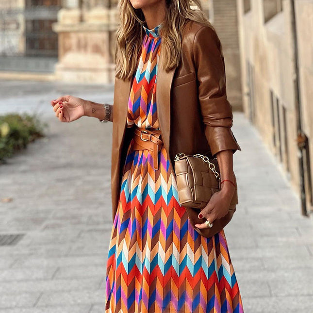 Women's Geometric Print Midi Dress