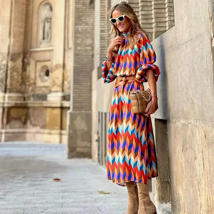 Women's Geometric Print Midi Dress