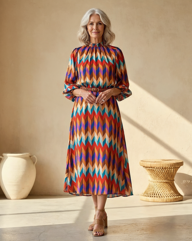 Women's Geometric Print Midi Dress