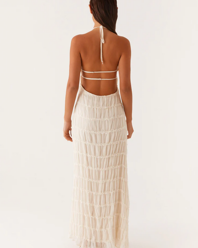 Women's Halter Maxi Wedding Guest Dress