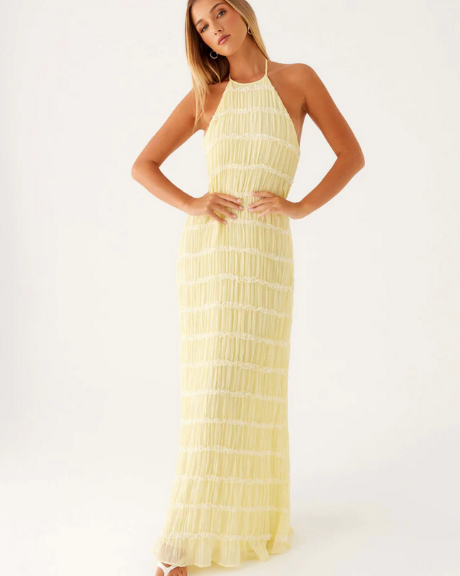 Women's Halter Maxi Wedding Guest Dress