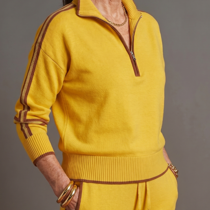 Women's Knit Lounge Set Half Zip Top and Wide Leg Pants