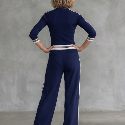 Women's Knit Lounge Set Long Sleeve Top and Wide Leg Pants
