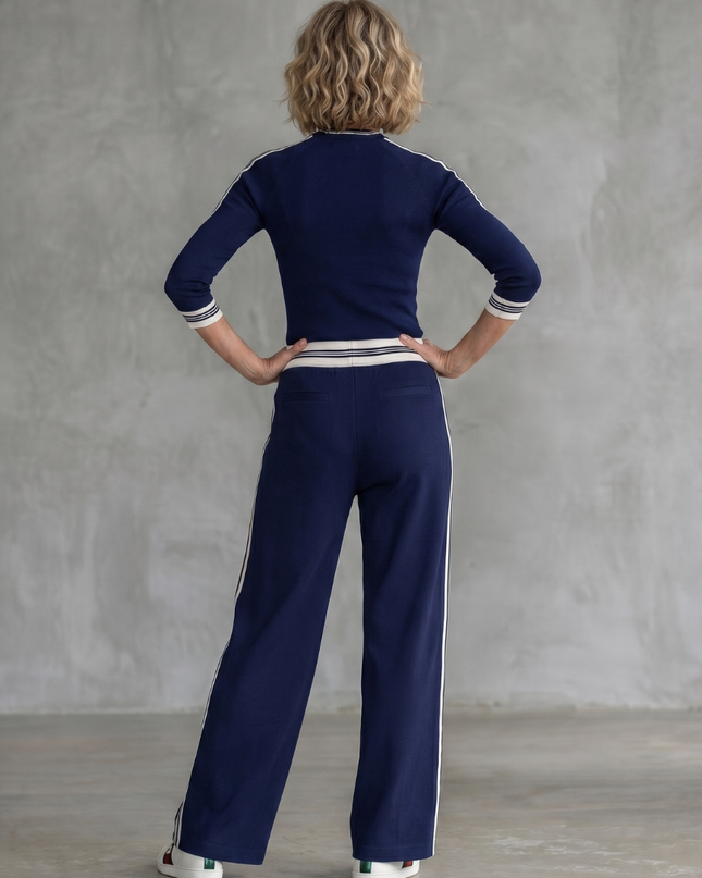 Women's Knit Lounge Set Long Sleeve Top and Wide Leg Pants