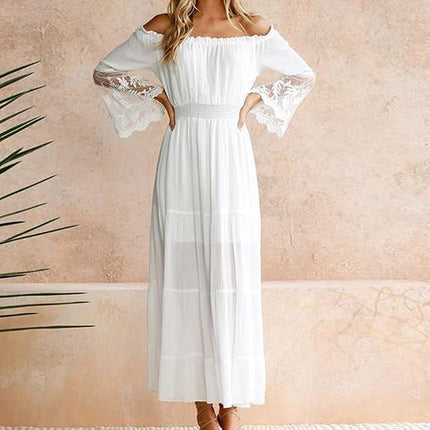 Women's Lace Sleeve Boho Maxi Dress