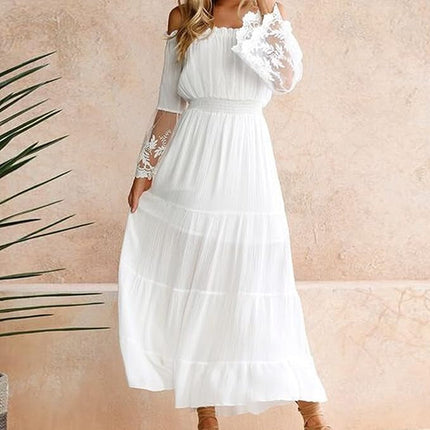 Women's Lace Sleeve Boho Maxi Dress