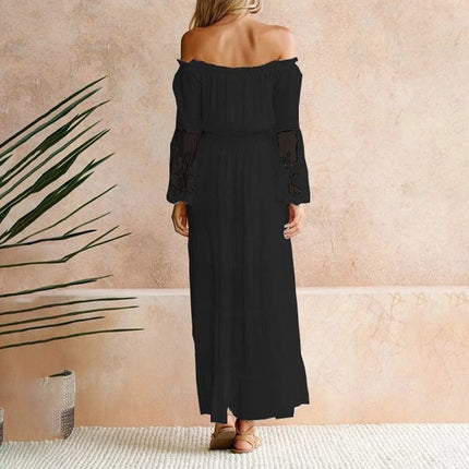 Women's Lace Sleeve Boho Maxi Dress
