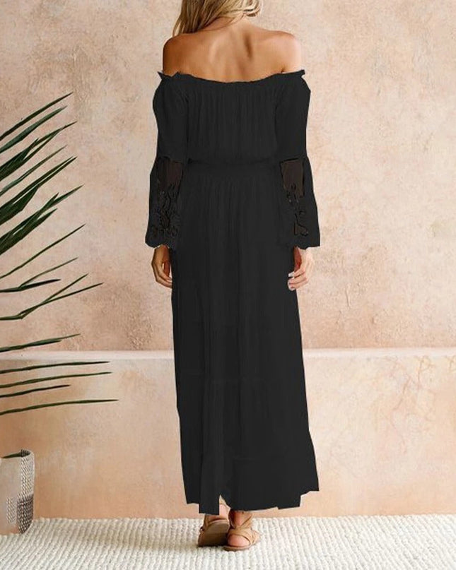 Women's Lace Sleeve Boho Maxi Dress