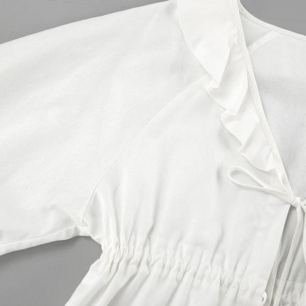 Women's Lightweight Summer Shorts Set Ruffle Tie Front Blouse
