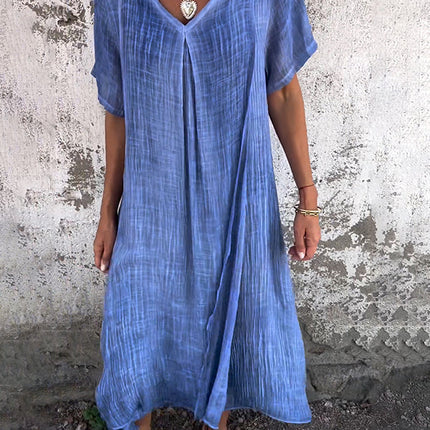 Women's Linen Boho Midi Dress