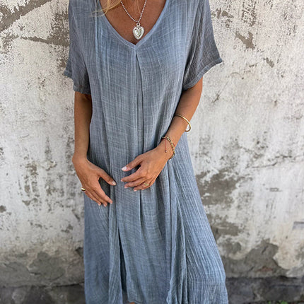 Women's Linen Boho Midi Dress