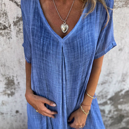 Women's Linen Boho Midi Dress
