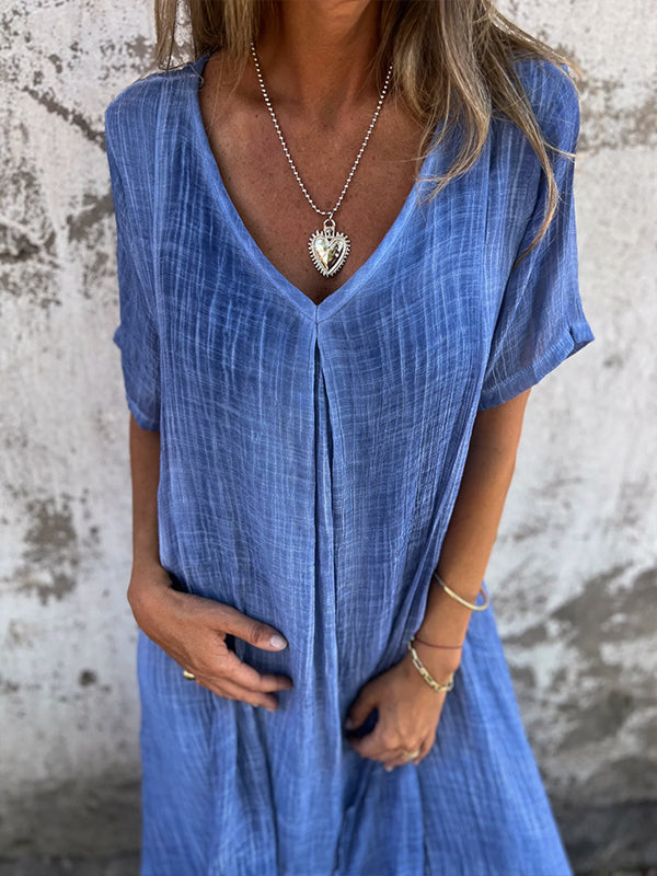 Women's Linen Boho Midi Dress