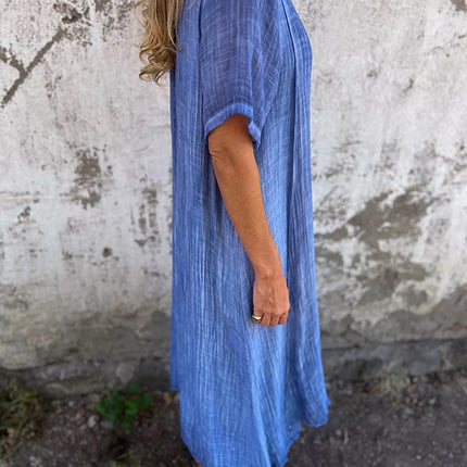 Women's Linen Boho Midi Dress