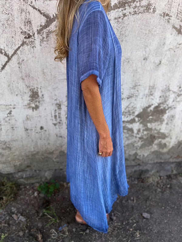 Women's Linen Boho Midi Dress