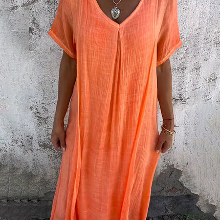 Women's Linen Boho Midi Dress