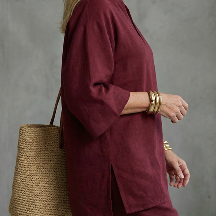 Women's Linen Pants Set Relaxed Top and Jogger Trousers