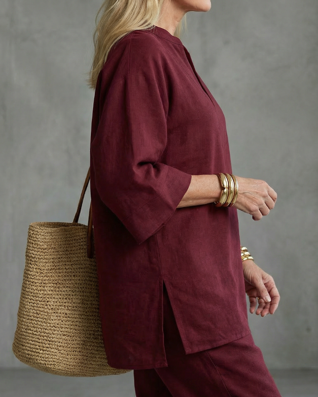 Women's Linen Pants Set Relaxed Top and Jogger Trousers