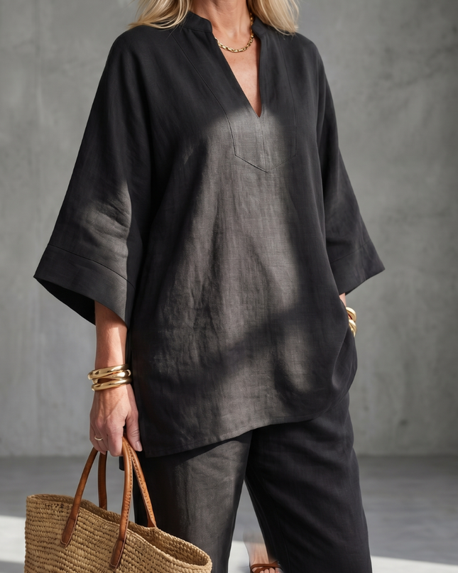 Women's Linen Pants Set Relaxed Top and Jogger Trousers
