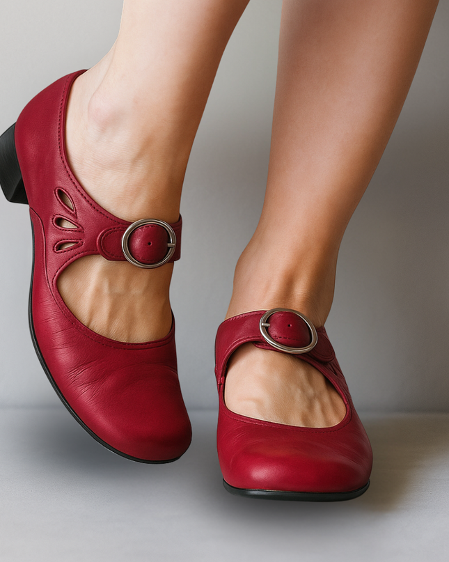 Women's Mary Jane Block Heel Buckle Strap Shoes