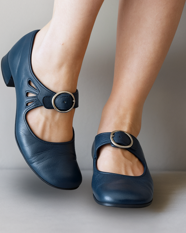 Women's Mary Jane Block Heel Buckle Strap Shoes