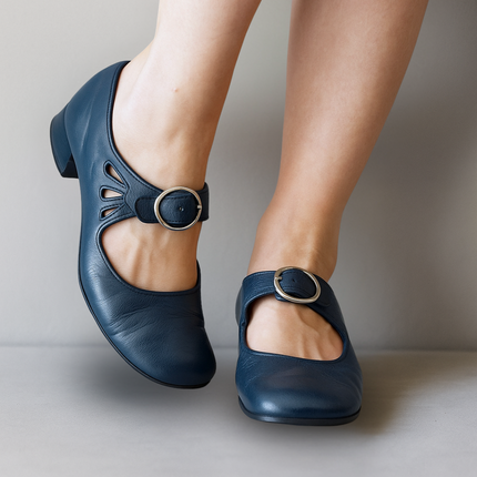 Women's Mary Jane Block Heel Buckle Strap Shoes