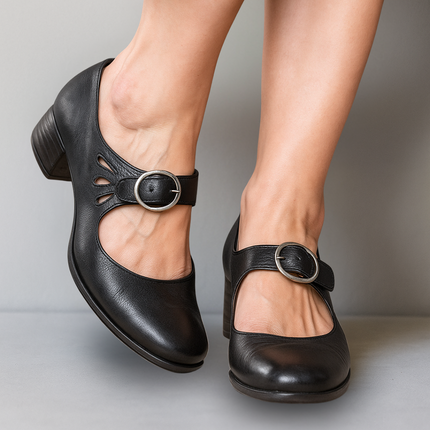 Women's Mary Jane Block Heel Buckle Strap Shoes
