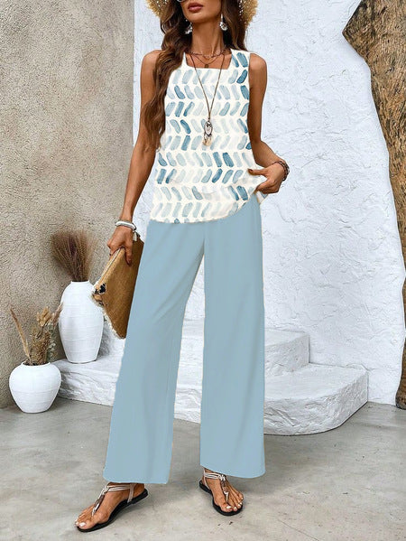Women's Matching Set Tank and Wide Leg Pants