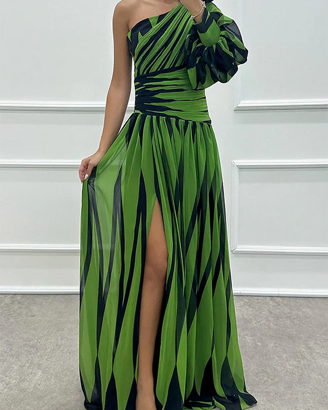 Women's One Shoulder Formal Maxi Wedding Guest Dress