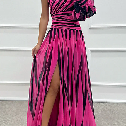 Women's One Shoulder Formal Maxi Wedding Guest Dress