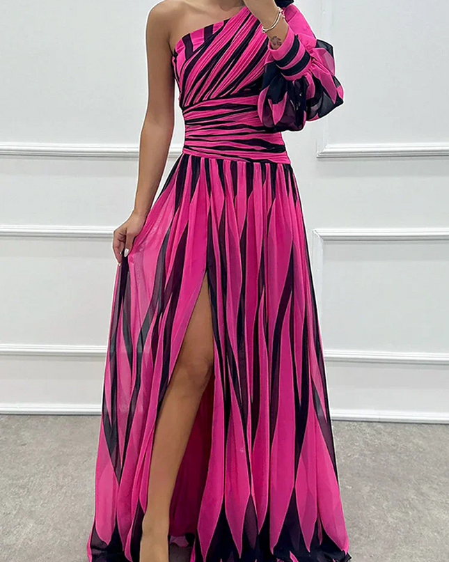 Women's One Shoulder Formal Maxi Wedding Guest Dress