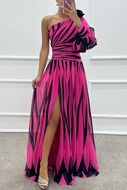 Women's One Shoulder Formal Maxi Wedding Guest Dress