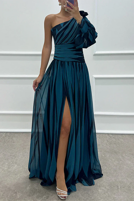 Women's One Shoulder Formal Maxi Wedding Guest Dress
