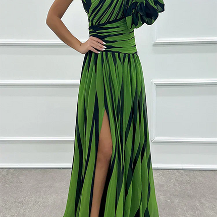 Women's One Shoulder Formal Maxi Wedding Guest Dress