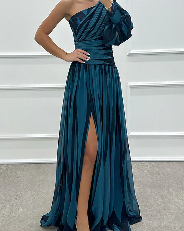 Women's One Shoulder Formal Maxi Wedding Guest Dress