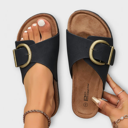 Women's Orthopedic Comfort Slide Buckle Accent Sandals