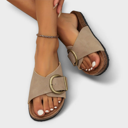Women's Orthopedic Comfort Slide Buckle Accent Sandals