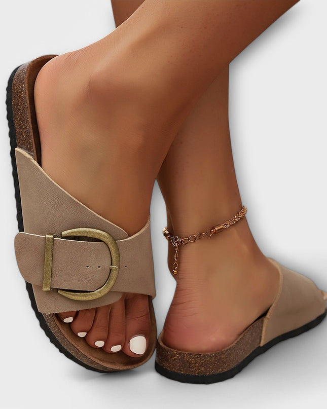 Women's Orthopedic Comfort Slide Buckle Accent Sandals