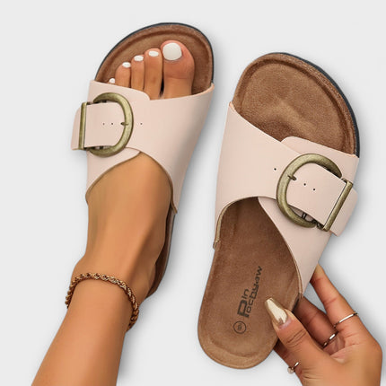 Women's Orthopedic Comfort Slide Buckle Accent Sandals